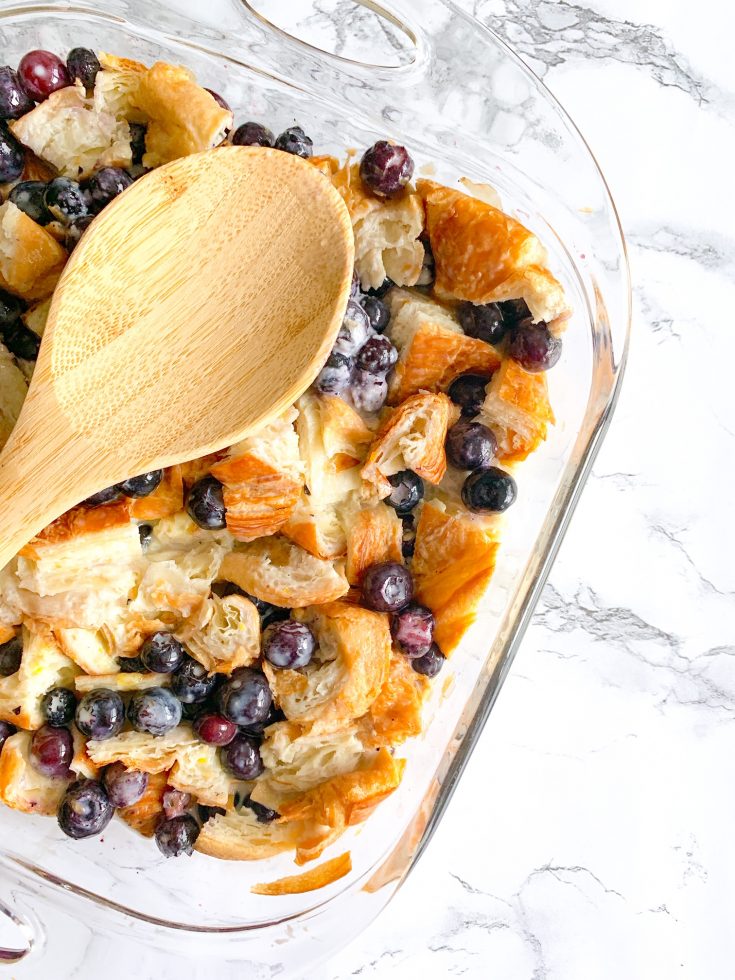 easy blueberry bread pudding with croissants