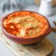 vegan sweet potato casserole in baking dish