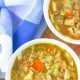 two bowls of rustic vegan cabbage soup