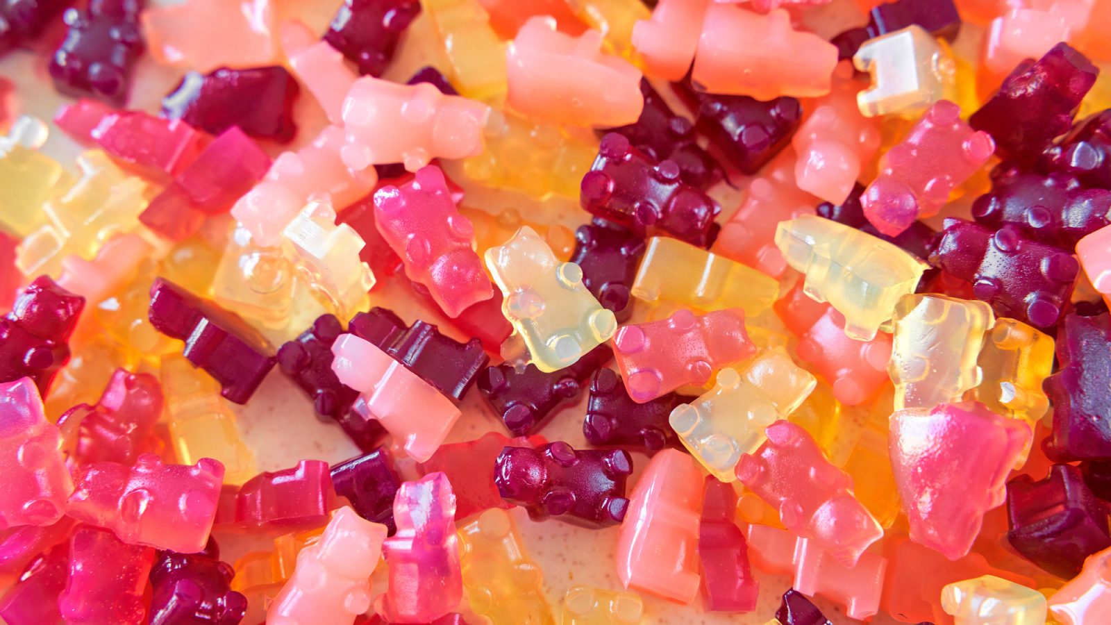 vegan gummy bears in different colors on a plate