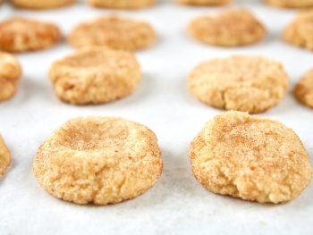 close up of vegan snickerdoodles on cooling rack