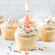 vegan vanilla cupcakes with a birthday candle