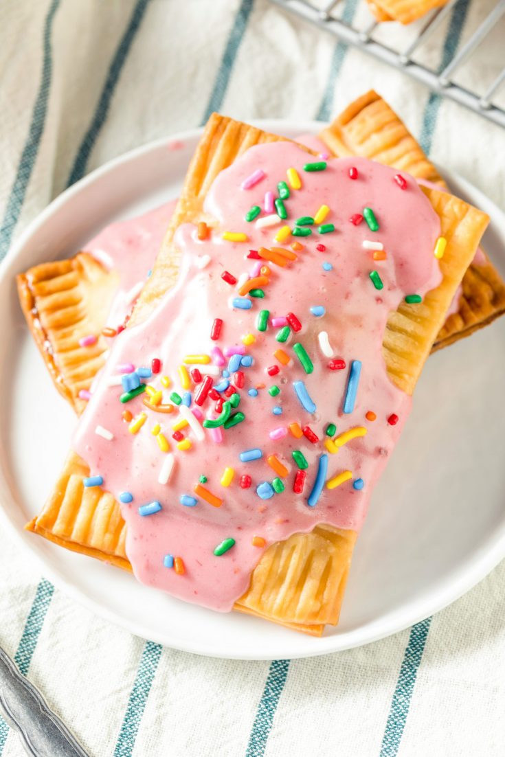 strawberry flavored vegan pop tarts on a white plate