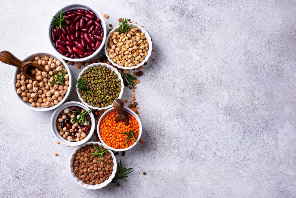 Beans, lentils, soybean, pea and chickpea. Brown and green lentils are best for vegan shepherds pie