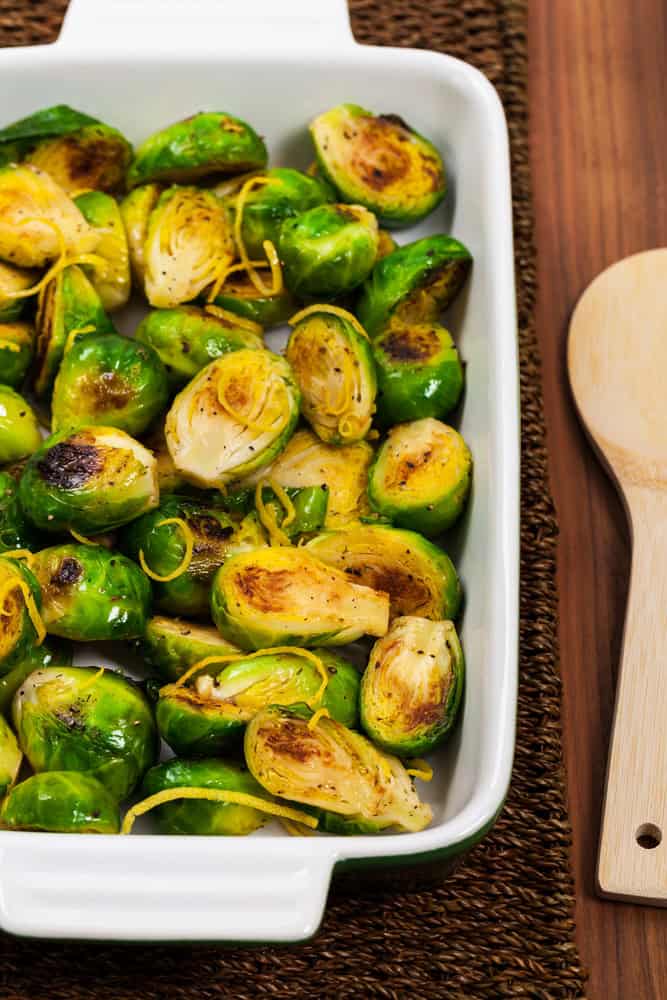 Brussels Sprouts Cabbage With Lemon. Selective focus.